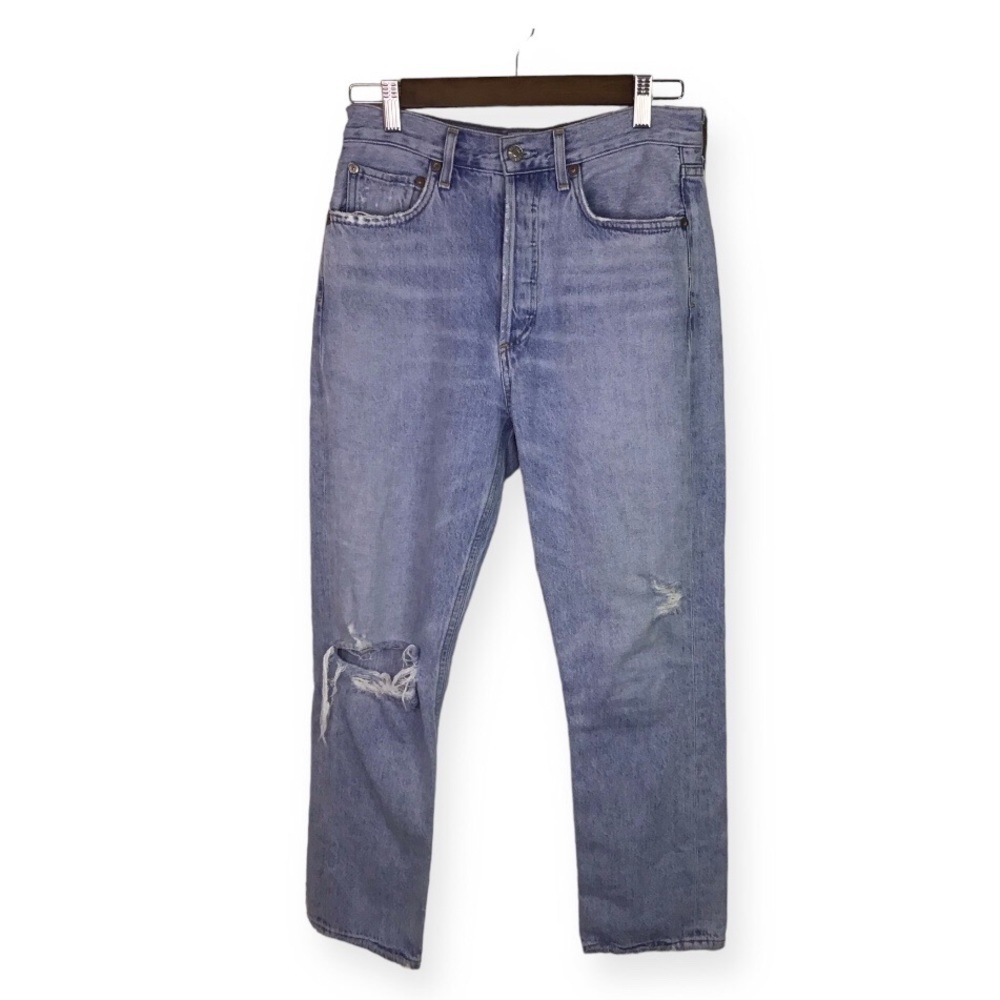 AGOLDE Riley High Rise Straight Crop Jeans in Shatter Size 27.